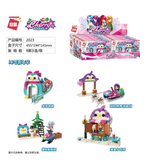 Bộ lắp ráp Lễ hội Băng Tuyết Enlighten 2023 Cherry tổng quan, đồ chơi lắp ghép cho bé gái 6 tuổi, giá tốt, 4 mô hình trong 1