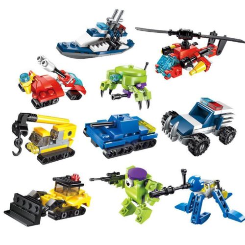 Bộ lắp ghép Đội Cơ Động Siêu Biến Hình Enlighten 2101-1 với 10 mô hình biến hình đa dạng, phù hợp cho bé trai 6 tuổi, giá tốt.