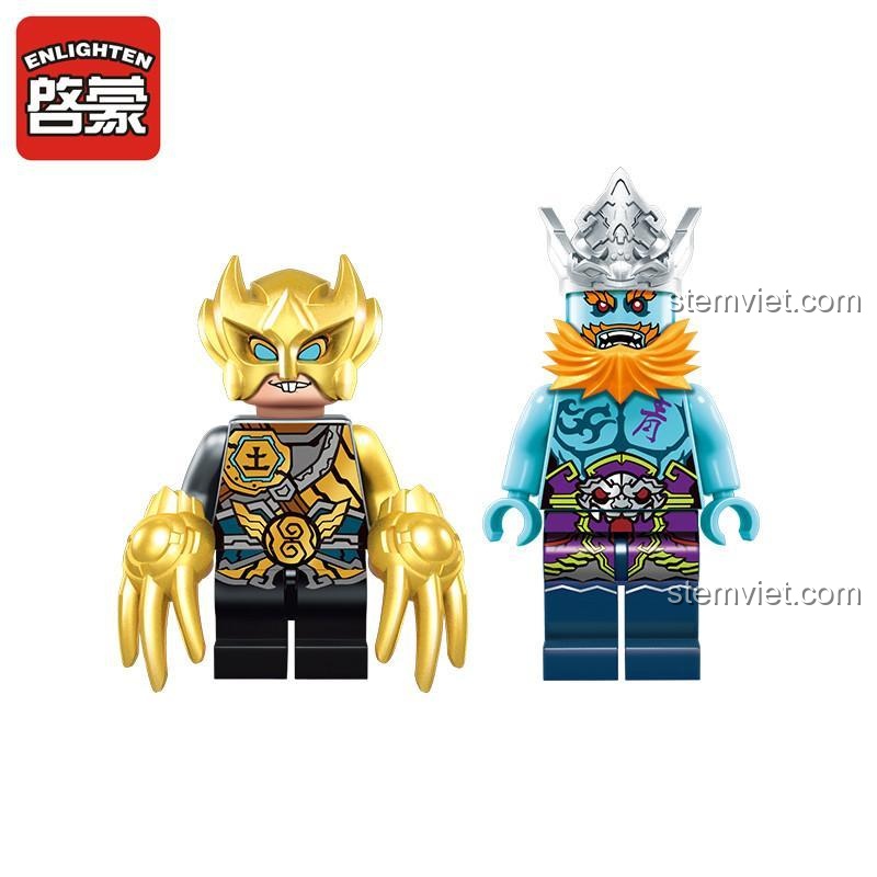 Hai minifigure của bộ lắp ghép 2208 Enlighten Xe Khoan Đất Địa Đạo, nhân vật chiến binh cho bé trai 6 tuổi