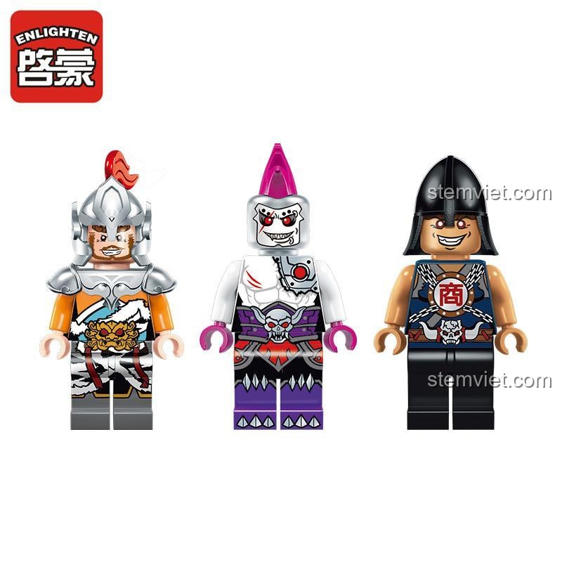 Minifigures chiến binh trong bộ lắp ghép Enlighten 2209, đồ chơi lắp ráp Rồng Đỏ Aogukulong, phù hợp bé trai.