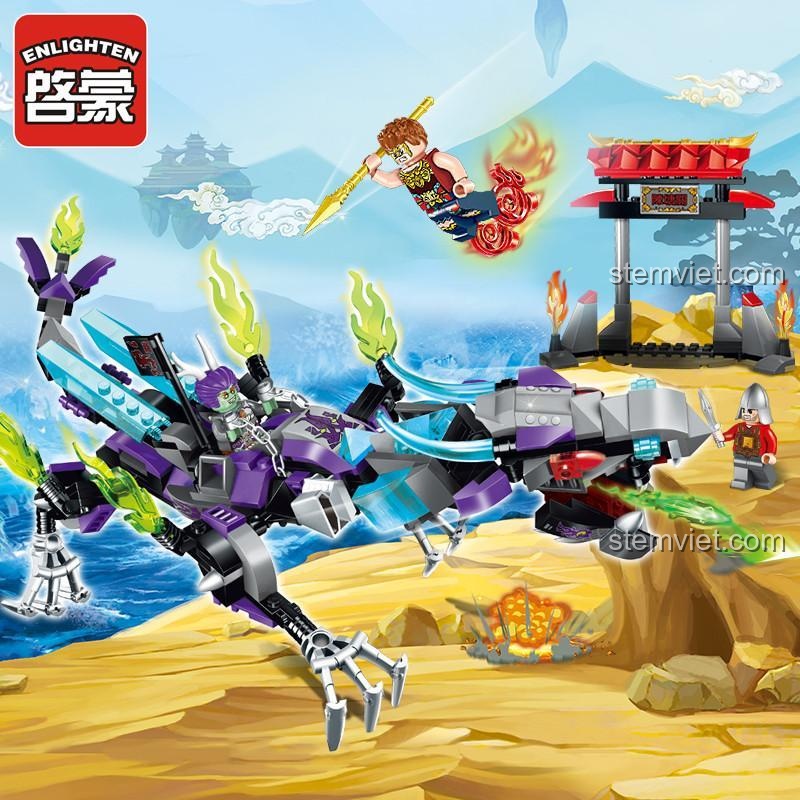 Bộ đồ chơi lắp ráp Enlighten 2211 Na Tra Giáng Long, mô hình Rồng Thần và Na Tra chiến đấu, phù hợp bé trai 6 tuổi, chất lượng cao.