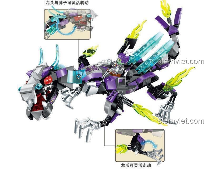 Chi tiết khớp nối linh hoạt của Rồng Thần trong bộ đồ chơi mô hình Enlighten 2211 Na Tra Giáng Long, tăng cường trải nghiệm chơi.