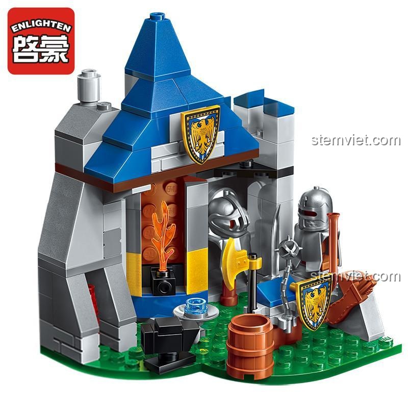 Bộ lắp ghép Enlighten 2303, mô hình doanh trại phòng thủ với thiết kế chi tiết, phù hợp bé trai 6 tuổi.