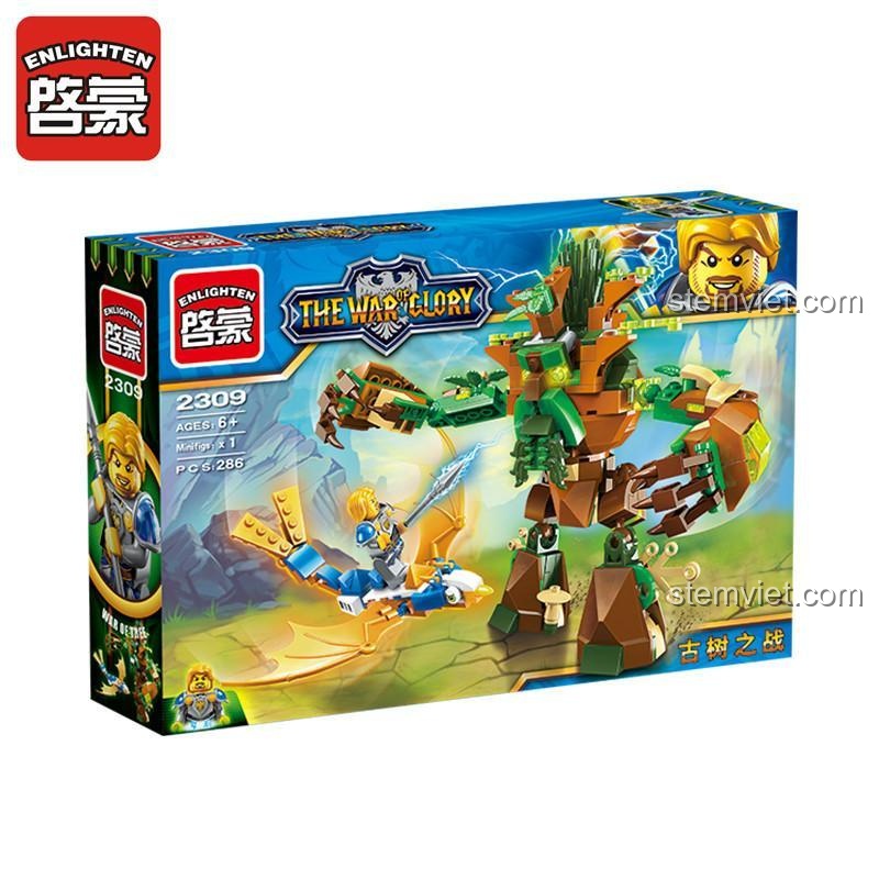 Hộp sản phẩm bộ lắp ghép Enlighten 2309 Chiến Tranh Vinh Quang: Cuộc Chiến Cây Cổ Thụ, 286 mảnh ghép, đồ chơi lắp ráp giá rẻ cho bé trai.
