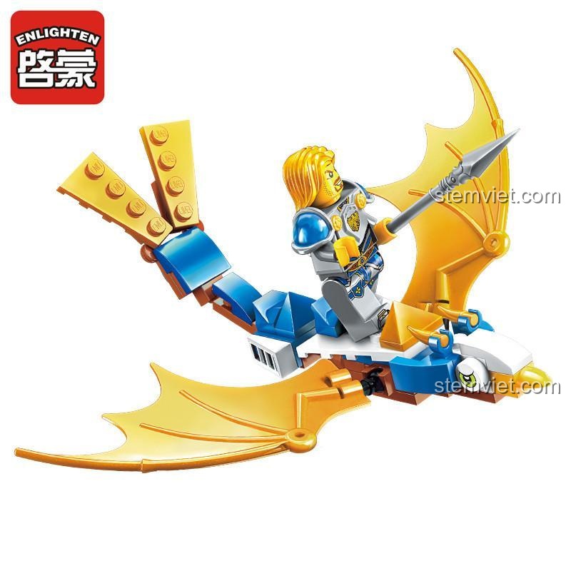Kỵ Sĩ Rồng Enlighten 2309 trên sinh vật bay, đồ chơi lắp ráp Kỵ Sĩ Rồng dũng mãnh, bộ xếp hình cho bé trai 6 tuổi.