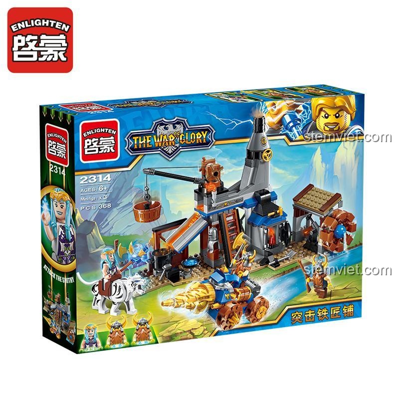 Hộp bộ lắp ghép Enlighten 2314 Cuộc Chiến Vinh Quang: Tấn Công Lò Rèn, 368 mảnh ghép, cho bé trai 6 tuổi