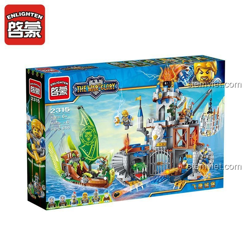 Hộp sản phẩm bộ lắp ghép Enlighten 2315 Lâu đài Đại bàng Bạc, đồ chơi xếp hình lâu đài cho bé trai 6 tuổi, đáng tiền.