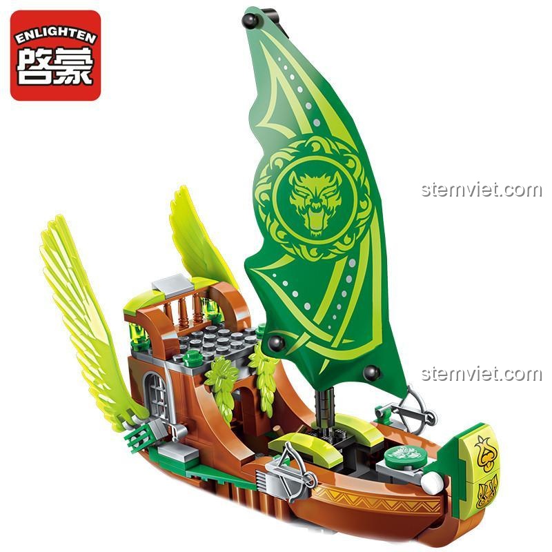 Bộ đồ chơi Enlighten 2315 Lâu đài Đại bàng Bạc, thuyền buồm đi kèm, đồ chơi xây dựng cho bé trai 6 tuổi, chất lượng đảm bảo.