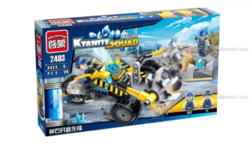 Hộp bộ lắp ghép Enlighten 2403 Kyanite Squad: Stone Chopper, hiển thị 128 mảnh ghép và 2 minifigures, đồ chơi lắp ráp chất lượng cao cho bé trai 6 tuổi.