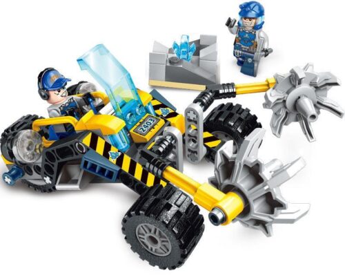 Bộ lắp ghép Kyanite Squad: Stone Chopper Enlighten 2403, mô hình xe khai thác đá màu vàng đen với 2 minifigures, phù hợp bé trai 6 tuổi, giá tốt.