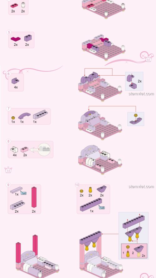 Phòng ngủ công chúa Leah Enlighten 2601 sách lắp ghép Enlighten 01 Căn phòng cổ tích của công chúa