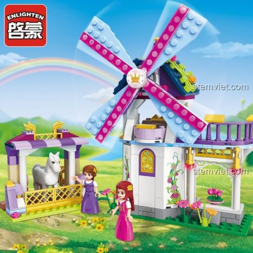 Enlighten 2604 Xưởng Cối Xay Gió Cầu Vồng Công Chúa Leah, bộ lắp ghép Enlighten 2604, đồ chơi lắp ráp Công chúa Leah 2604, cho bé gái 6 tuổi, chất lượng cao