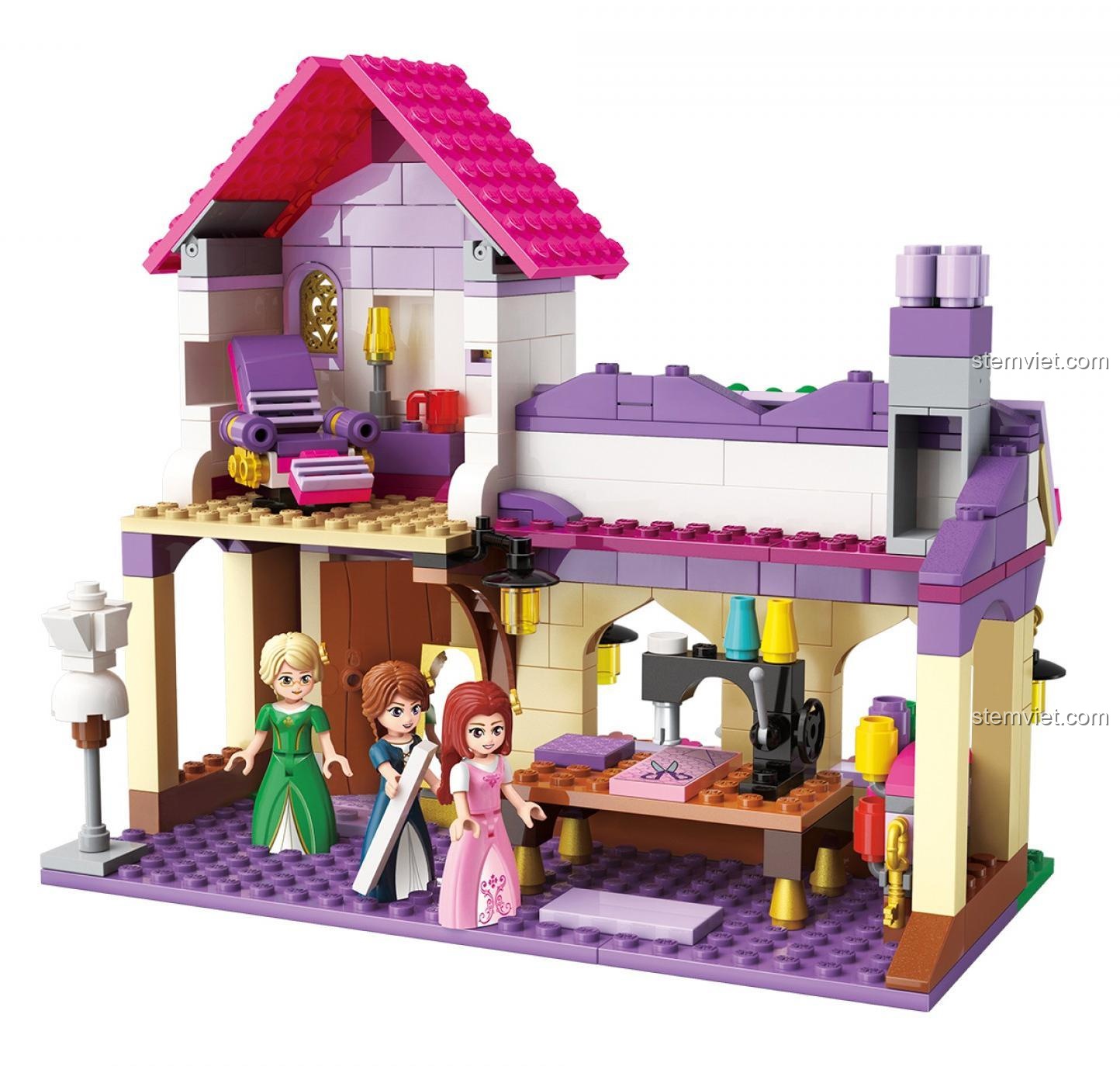 bộ lắp ráp 2606, chi tiết bên trong tiệm may công chúa Lia, có máy may, gương, ghế tựa, 3 minifigure, phù hợp bé gái 6 tuổi, giá bình dân