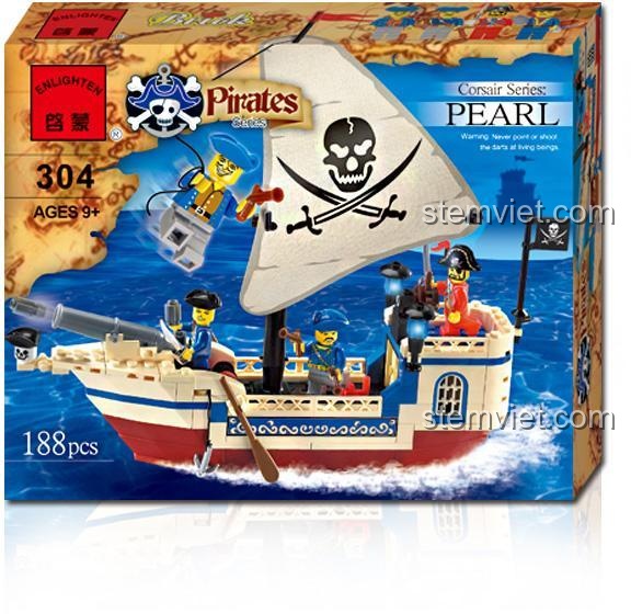 Hộp bộ đồ chơi Enlighten 304 Tàu Hải Tặc Minh Châu, đồ chơi mô hình Tàu Cướp Biển cho bé trai 6 tuổi, giá rẻ, chất lượng đảm bảo.