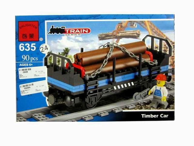 Bộ lắp ghép Enlighten 635 Xe Chở Gỗ Đường Sắt 90 mảnh cho bé trai 6 tuổi, đồ chơi mô hình xe lửa vận chuyển gỗ giá tốt.