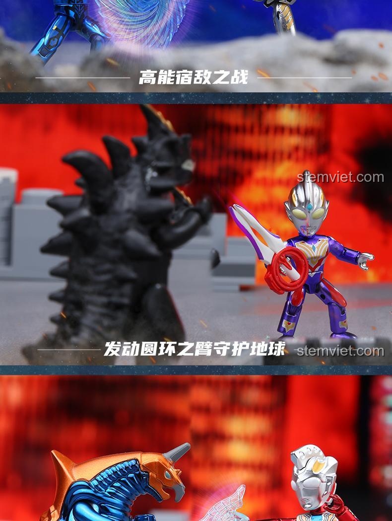 Ultraman Lấp Lánh, mô hình Ultraman với công nghệ in ấn toàn bộ khối, ngoại hình đẹp mắt, dành cho bé trai 6 tuổi, giá hời.