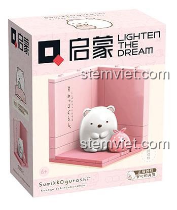 Hộp bộ đồ chơi Góc Khuất Sumikko Gurashi Enlighten 77011, mô hình Shirokuma màu hồng, đáng yêu cho bé gái 6 tuổi.