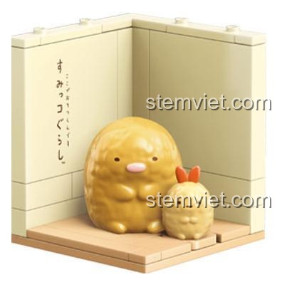 Mô hình Sumikko Gurashi Penguin và Tapioca màu xanh lá, đồ chơi lắp ghép QMAN 77011 cho bé gái 6 tuổi, chất lượng tốt.