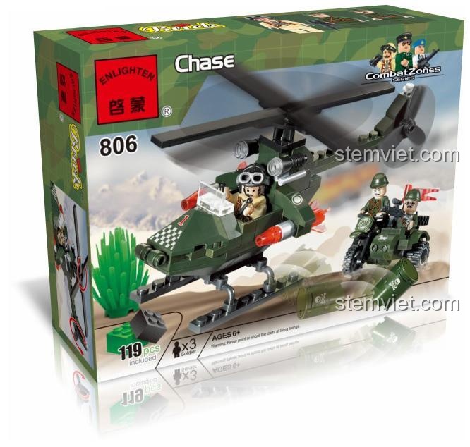 Bộ Lắp Ghép Máy Bay Trực Thăng Quân Sự và Xe Máy ENLIGHTEN 806 - Hộp sản phẩm