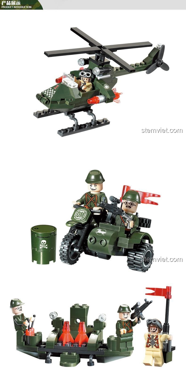 Bộ Lắp Ghép Máy Bay Trực Thăng Quân Sự và Xe Máy ENLIGHTEN 806 - Tính năng sản phẩm