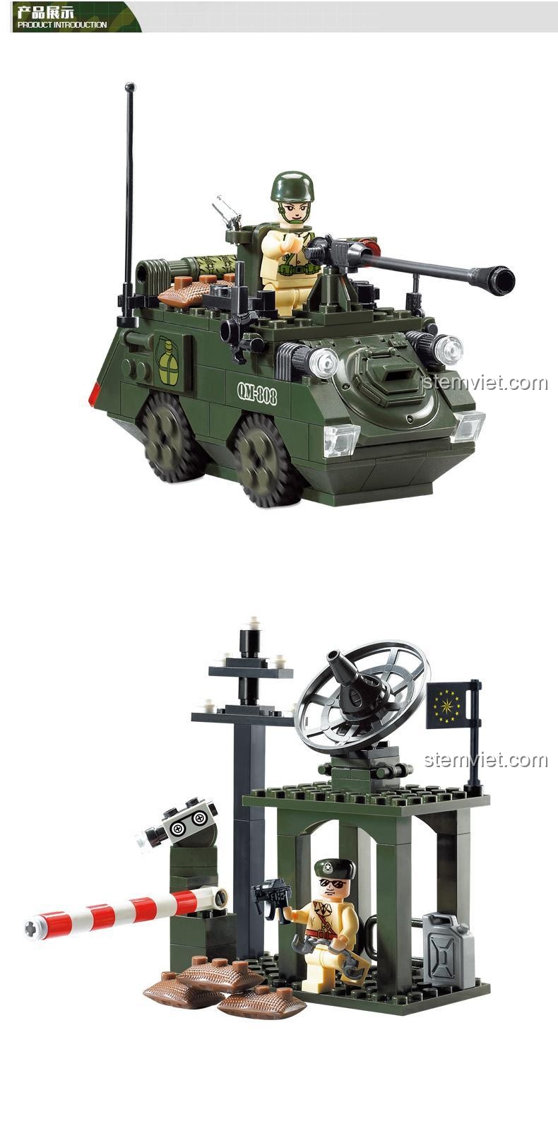 Kích thước mô hình bộ lắp ghép quân sự ENLIGHTEN 808 Trạm Kiểm Soát