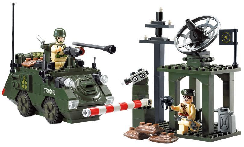 Bộ lắp ghép quân sự ENLIGHTEN 808 Trạm Kiểm Soát với xe tăng và lính