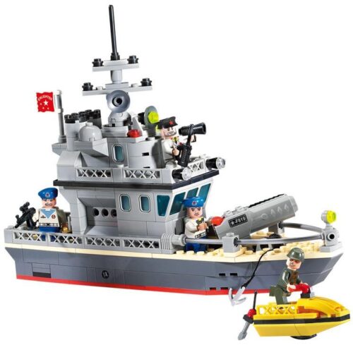 Bộ đồ chơi quân sự Hải Đảo Pháo Đài 819 của Enlighten với tàu chiến và pháo đài