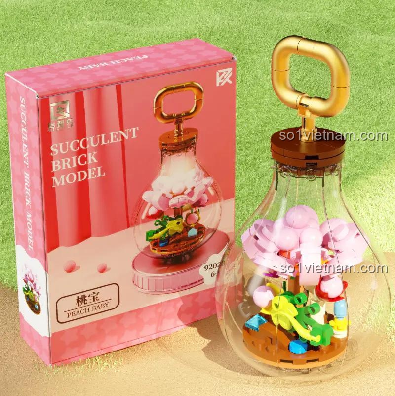 bộ xếp hình Cây mọng nước trong bóng đèn Enlighten 92023, mô hình có đèn LED, chi tiết tinh xảo, quà sinh nhật cho bé gái