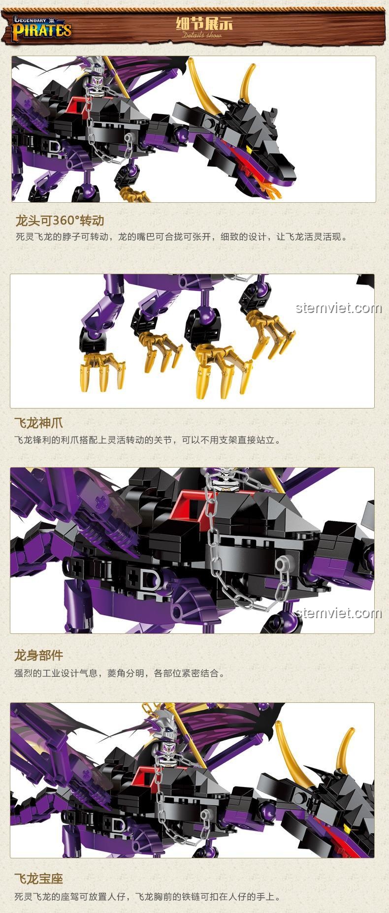 Truyện tranh về bộ xếp hình Keeppley 1306 Rồng Hải Tặc, câu chuyện phiêu lưu của Rồng Tử Linh Hải Tặc