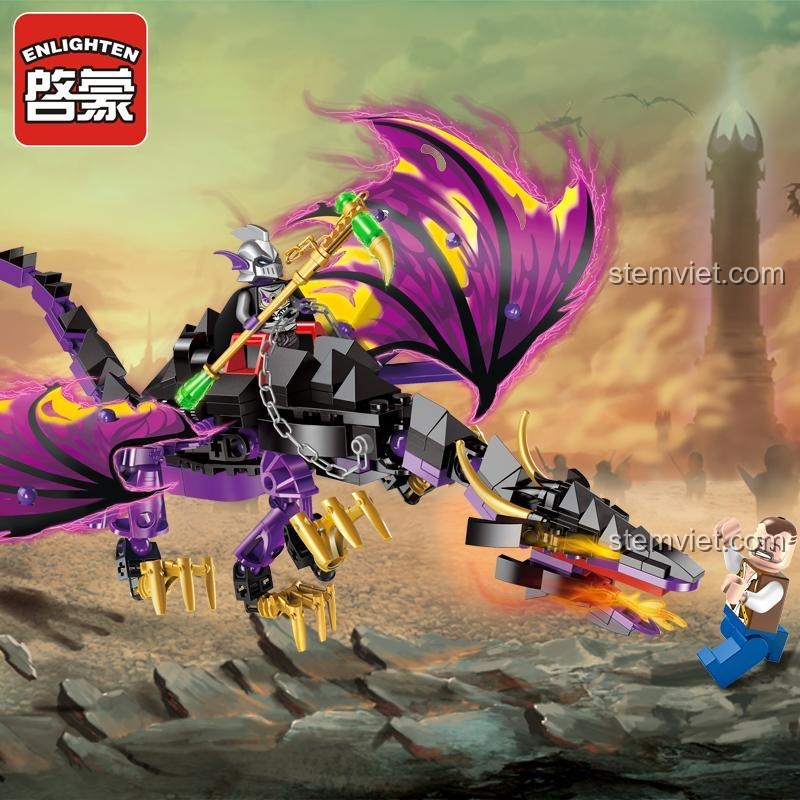 đồ chơi mô hình Rồng Xương Hải Tặc Qman 1306 đang phun lửa, bộ xếp hình chất lượng cao cho bé trai