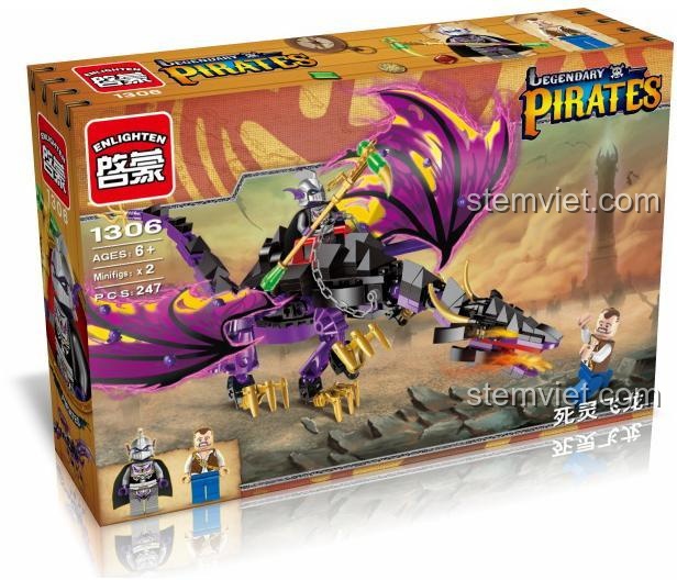 bộ lắp ráp Rồng Tử Linh Hải Tặc Enlighten 1306 với kỵ sĩ và người dân, đồ chơi mô hình cho con trai 6 tuổi, giá tốt