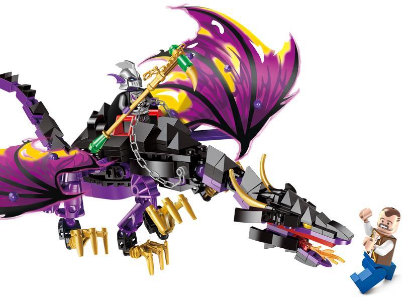 bộ xếp hình Rồng Hải Tặc Keeppley 1306 với kỵ sĩ trên lưng, mô hình rồng khớp nối linh hoạt