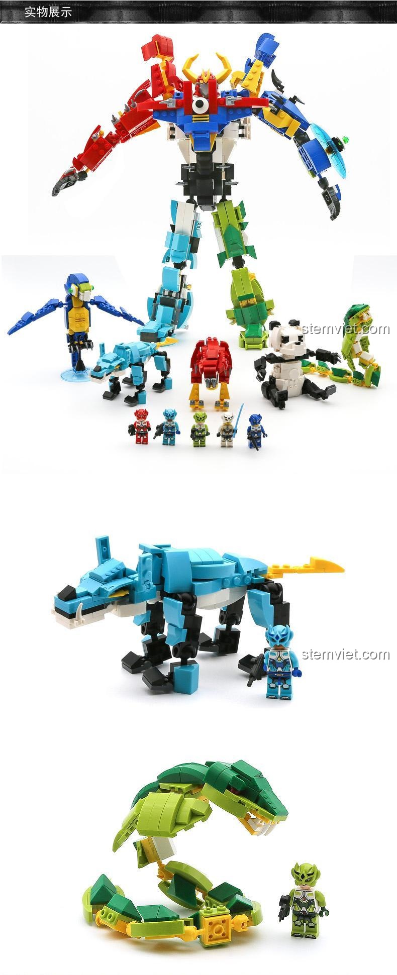 Đồ chơi mô hình Robot Chiến Thần Không Gian 5 trong 1 Enlighten 1403-3 với Cơ Giáp Vẹt Linh Hồn biến hình độc đáo.