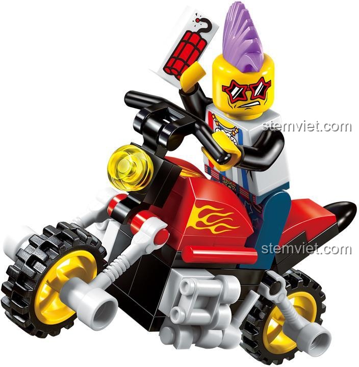 Bộ lắp ghép mô tô cảnh sát cực ngầu cho tội phạm với bánh xe vượt địa hình