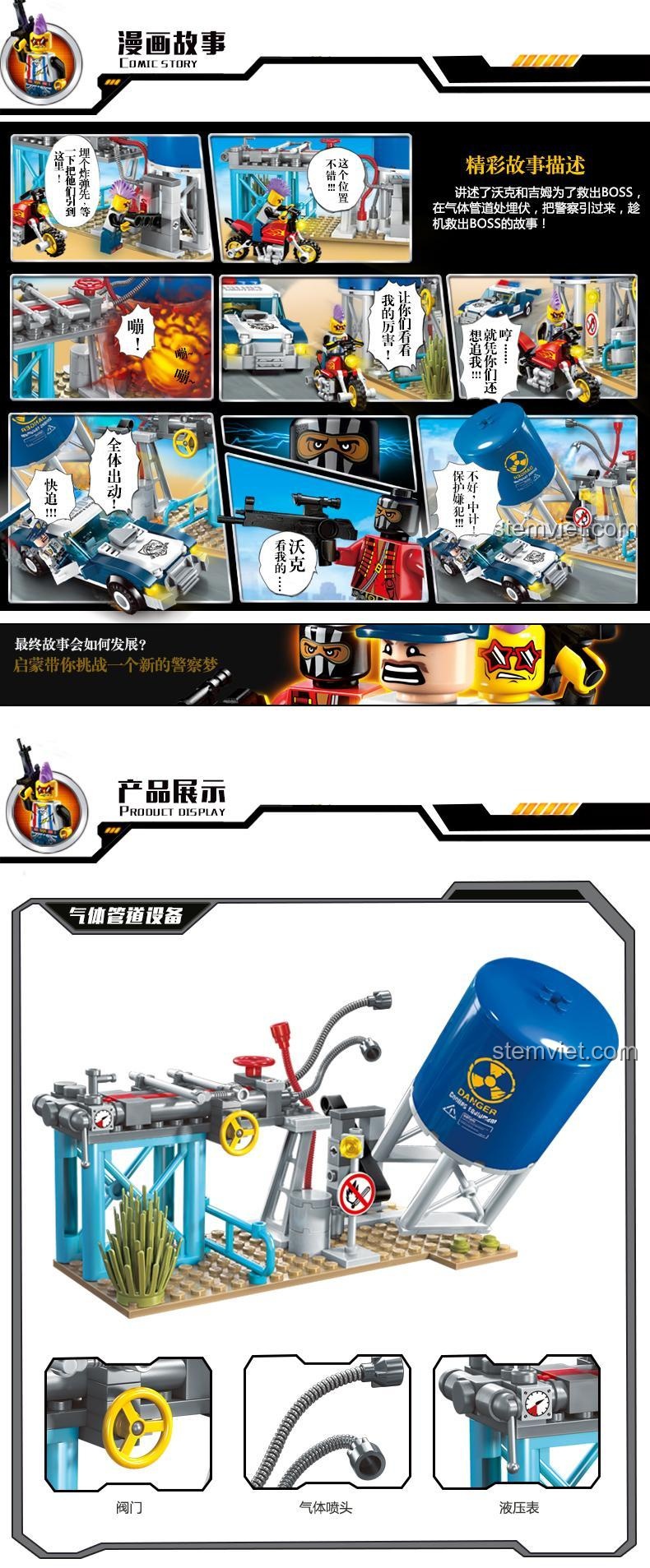 Giới thiệu minifigures bộ lắp ghép cảnh sát QMAN 1913: Walker, Hamm, Freddy