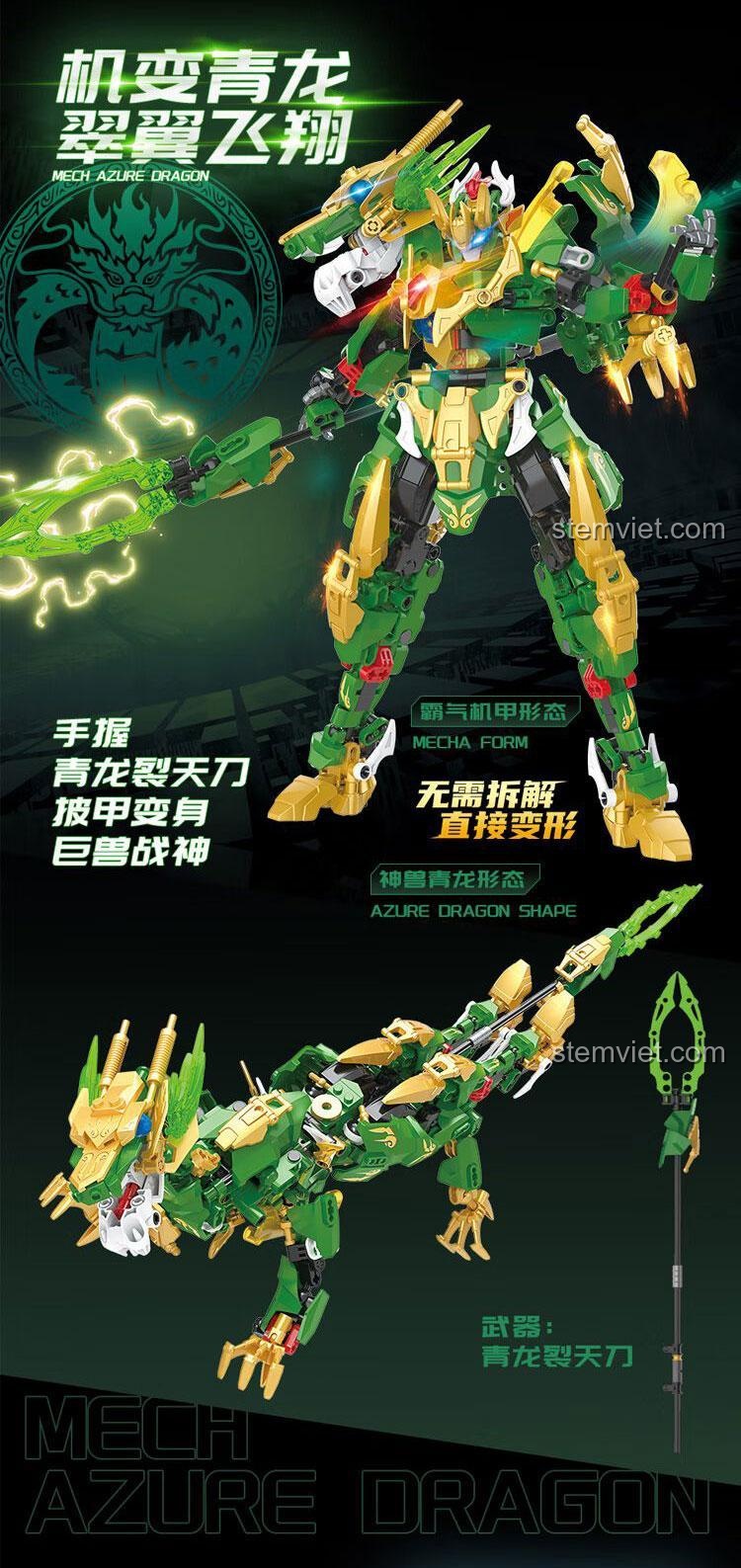 Poster quảng cáo dòng sản phẩm Mecha Tứ Tượng của F5, bao gồm Thanh Long, Bạch Hổ, Chu Tước, Huyền Vũ.