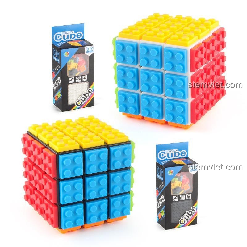 Hình ảnh các mảnh ghép của bộ đồ chơi Rubik 3x3 Tự Lắp 7780 được tháo rời, cho thấy cấu trúc bên trong.