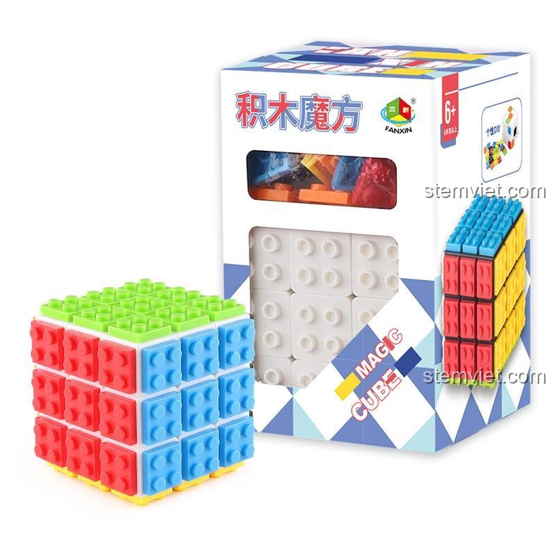 Hình ảnh quảng cáo cho đồ chơi giáo dục Rubik 3x3 Tự Lắp FX7780, phiên bản lõi đen.