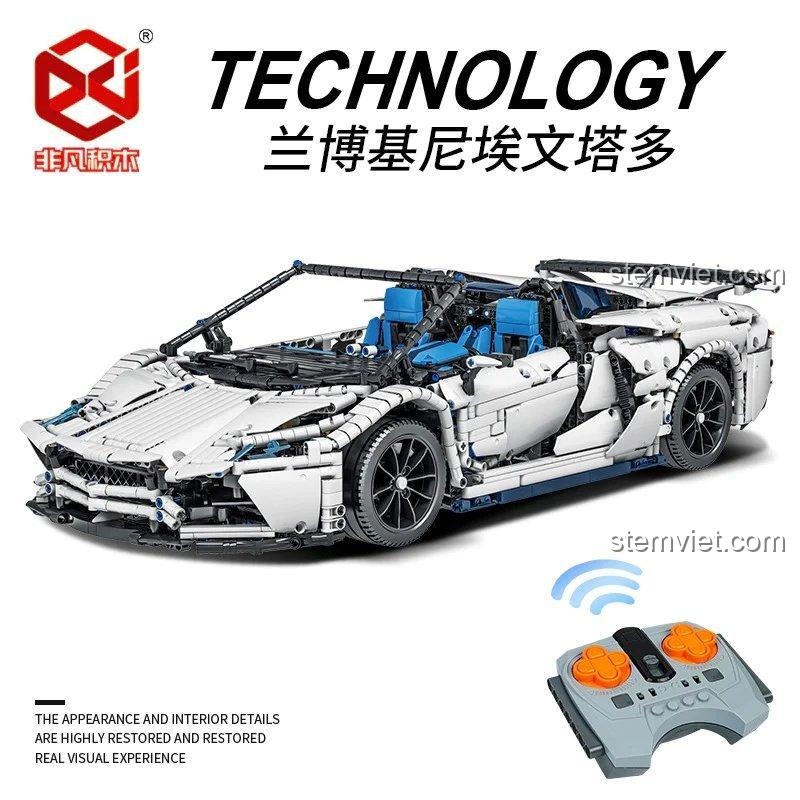 Bộ nâng cấp điều khiển từ xa cho bộ lắp ráp Feifan F10002 Lamborghini Aventador SVJ Roadster, biến mô hình thành xe RC.
