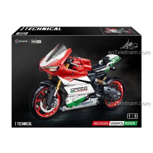 Hộp sản phẩm bộ đồ chơi lắp ghép xe máy Ducati S2202 tỉ lệ 1:5