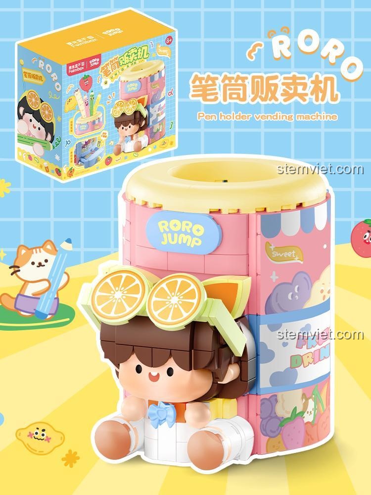 Đồ chơi lắp ráp máy bán hàng tự động bút RoroJump Femibox S2216, chi tiết máy bán hàng mini, đồ chơi xây dựng cho bé gái.