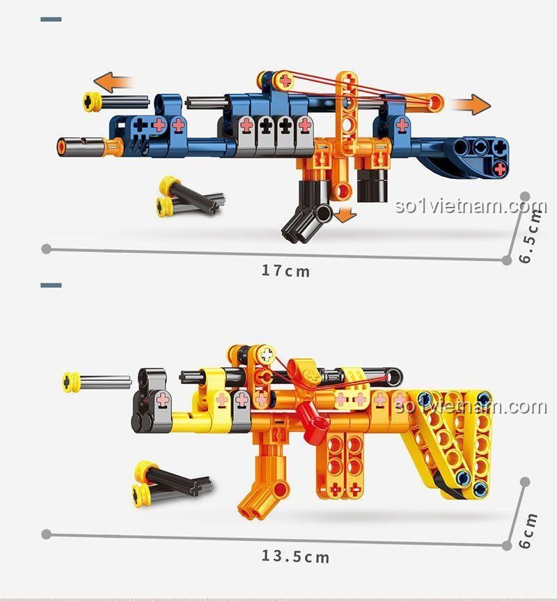 Kích thước mô hình súng UMP5 lắp ghép từ bộ đồ chơi Fengda 918-3