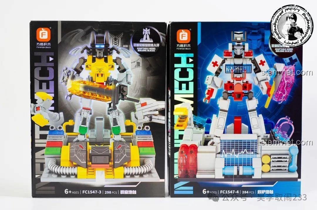 Ảnh chụp 2 hộp còn lại của bộ lắp ráp Forange Block FC1547: Grimlock và Ratchet.