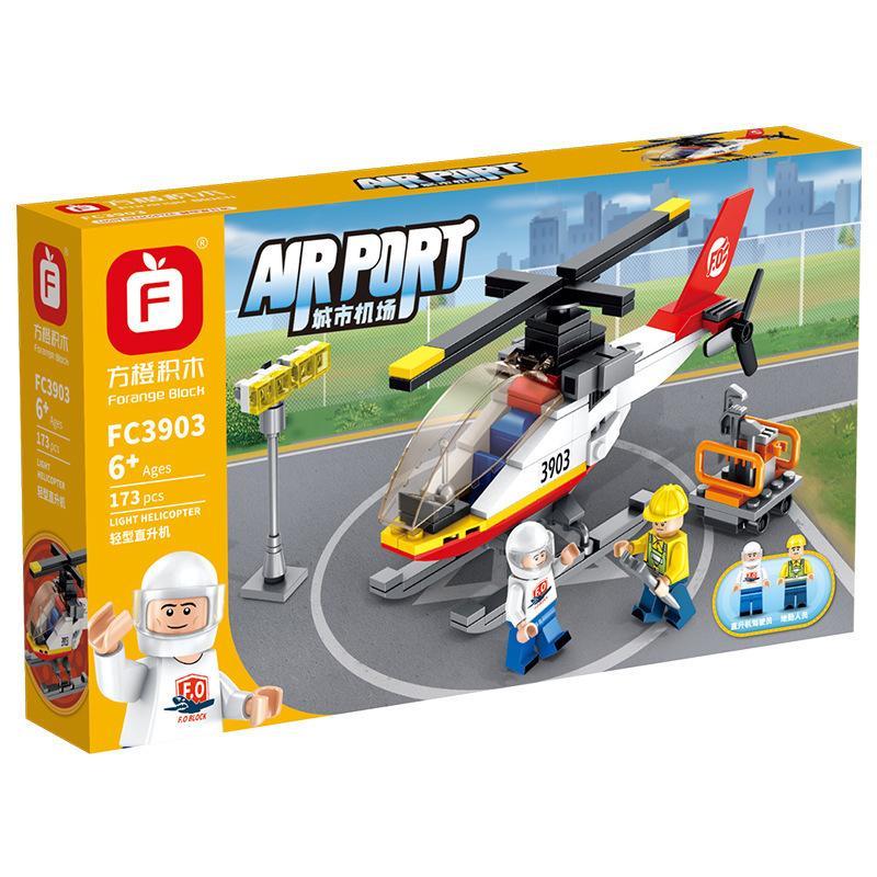 Forange Block FC3903 Bộ đồ chơi trực thăng nhẹ sân bay, 173 mảnh, 2 minifigures, tương thích LEGO®, cho bé 6 tuổi trở lên