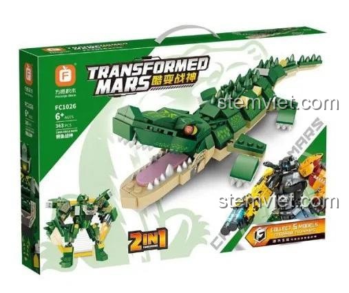 Hộp đồ chơi lắp ráp Forange FC1026 Chiến Thần Cá Sấu Biến Hình 2 trong 1, bộ đồ chơi mô hình Robot Cá Sấu cho bé trai 6 tuổi, giá tiết kiệm.