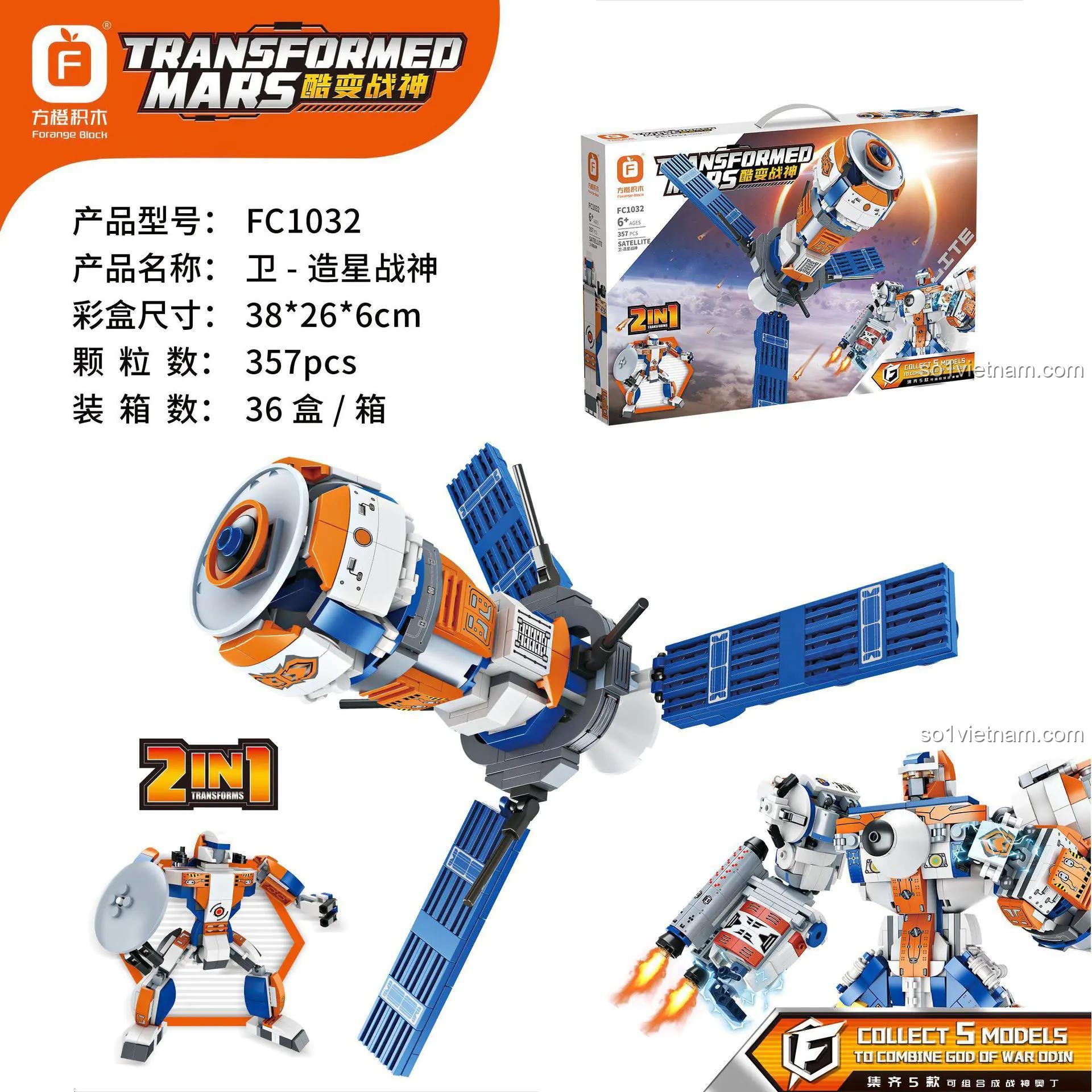 Hộp đồ chơi lắp ráp Robot Vệ Tinh Forange FC1032 2 trong 1, cho bé trai 6 tuổi, giá tiết kiệm