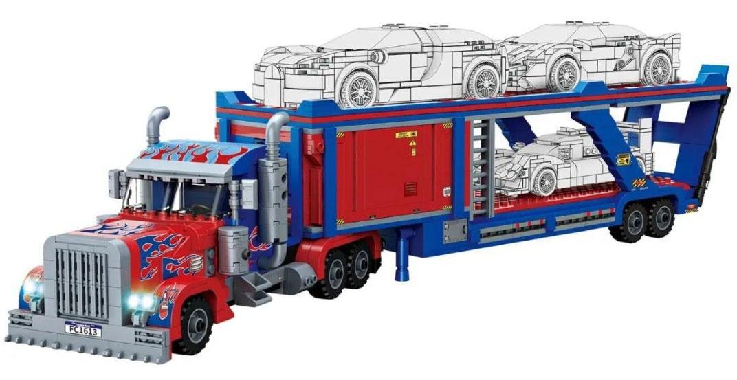 Bộ lắp ráp Forange FC1613 Xe Tải Vận Chuyển Xe Đua hơn 1300 chi tiết, đồ chơi mô hình cho bé trai 6 tuổi, giá tốt.