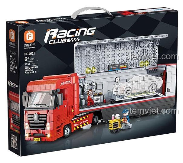 Hộp đồ chơi mô hình Forange FC1619 Xe Đầu Kéo Chở Xưởng Sửa Chữa, 1258 chi tiết