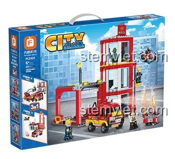 Hộp bộ lắp ghép Trạm Cứu Hỏa Forange FC3325, đồ chơi mô hình xe cứu hỏa, trực thăng, lính cứu hỏa cho bé trai 6 tuổi.