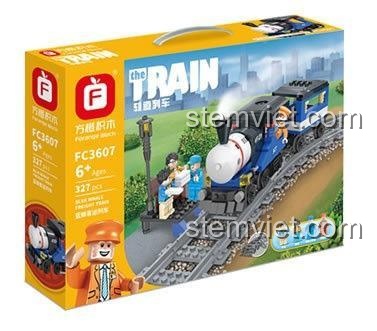 Hộp đồ chơi lắp ráp Forange FC3607 Tàu Hỏa Khách Vận Cá Voi Xanh, bộ xếp hình tàu hỏa cho bé trai 6 tuổi, tiết kiệm
